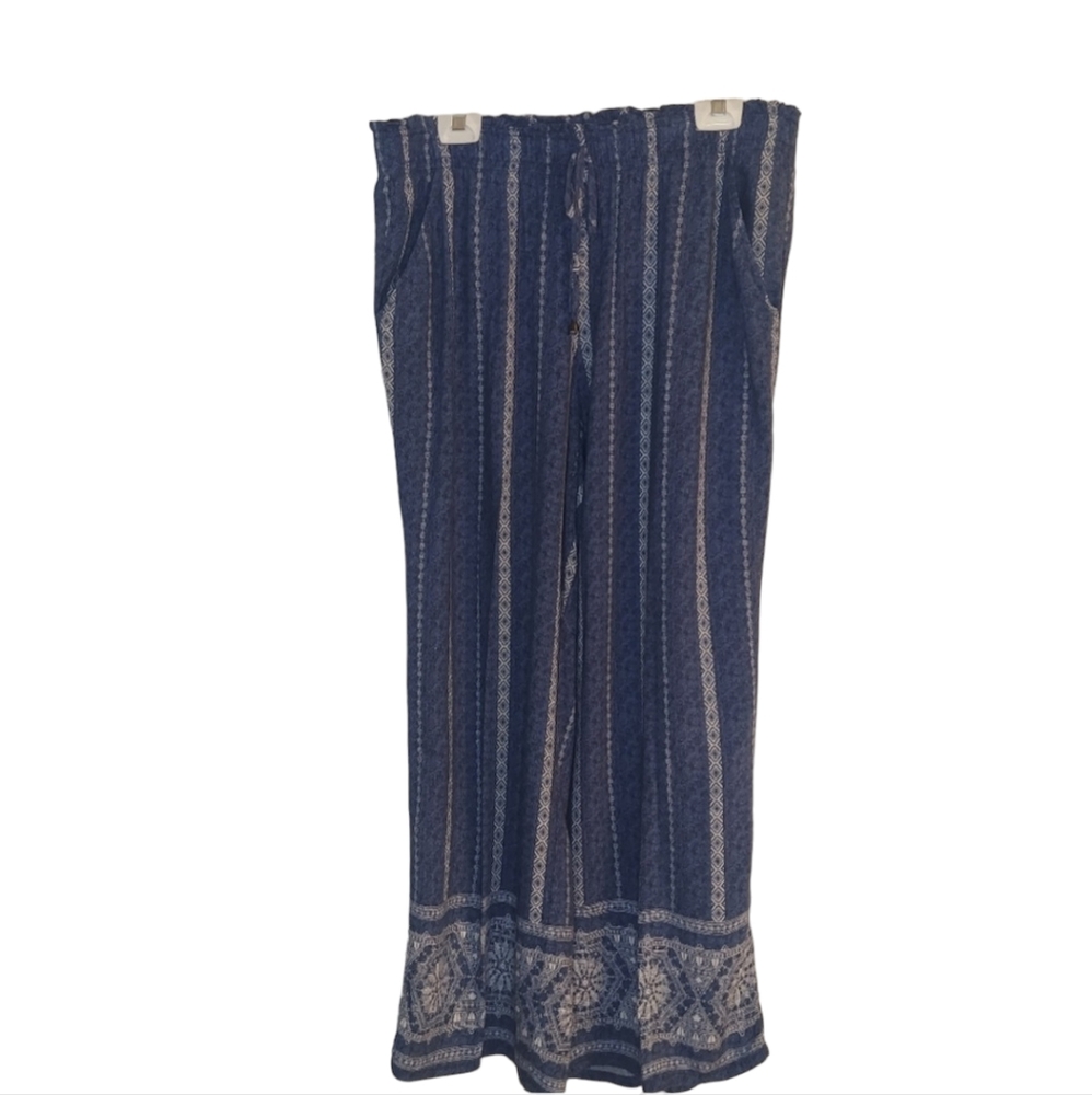 Westport 1962 elastic waist wide leg pull-on pants Blue Boho Size 1X